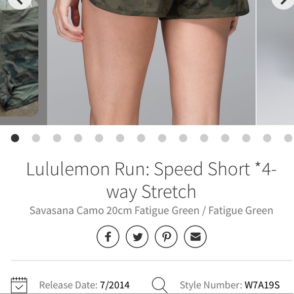 Lululemon Savasana fatigue green camo original speed shorts size 6 - Picture 8 of 8